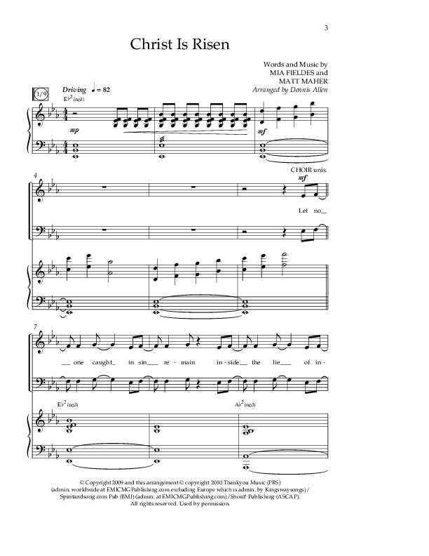 Christ Is Risen (Choral Anthem SATB) Anthem (SATB/Piano) (Lifeway Choral / Arr. Dennis Allen)