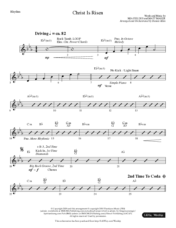 Christ Is Risen (Choral Anthem SATB) Rhythm Chart (Lifeway Choral / Arr. Dennis Allen)