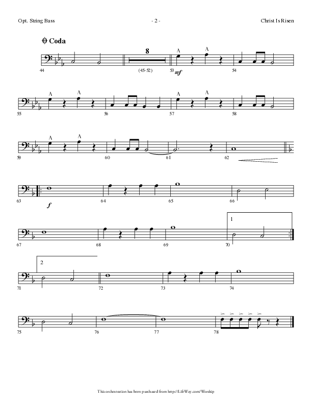 Christ Is Risen (Choral Anthem SATB) String Bass (Lifeway Choral / Arr. Dennis Allen)