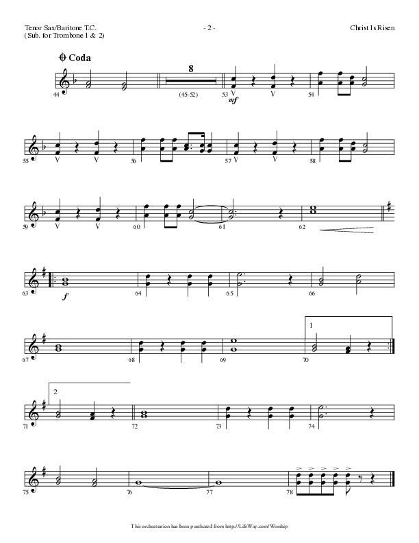 Christ Is Risen (Choral Anthem SATB) Tenor Sax/Baritone T.C. (Lifeway Choral / Arr. Dennis Allen)