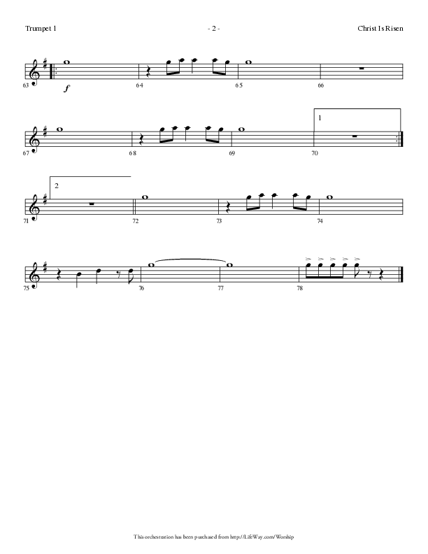 Christ Is Risen (Choral Anthem SATB) Trumpet 1 (Lifeway Choral / Arr. Dennis Allen)