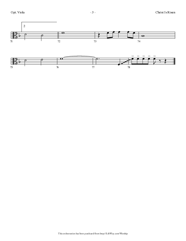 Christ Is Risen (Choral Anthem SATB) Viola (Lifeway Choral / Arr. Dennis Allen)