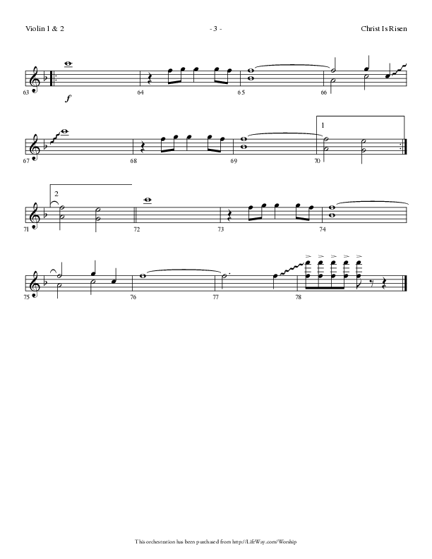 Christ Is Risen (Choral Anthem SATB) Violin 1/2 (Lifeway Choral / Arr. Dennis Allen)
