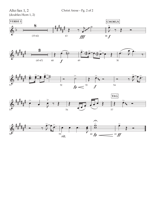 Christ Arose (Choral Anthem SATB) Alto Sax 1/2 (Lifeway Choral / Arr. Trey Ivey)