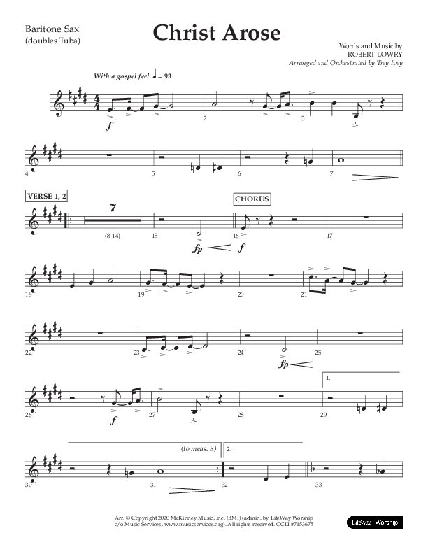 Christ Arose (Choral Anthem SATB) Bari Sax (Lifeway Choral / Arr. Trey Ivey)