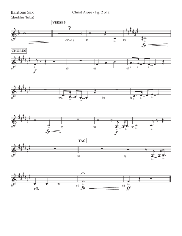 Christ Arose (Choral Anthem SATB) Bari Sax (Lifeway Choral / Arr. Trey Ivey)