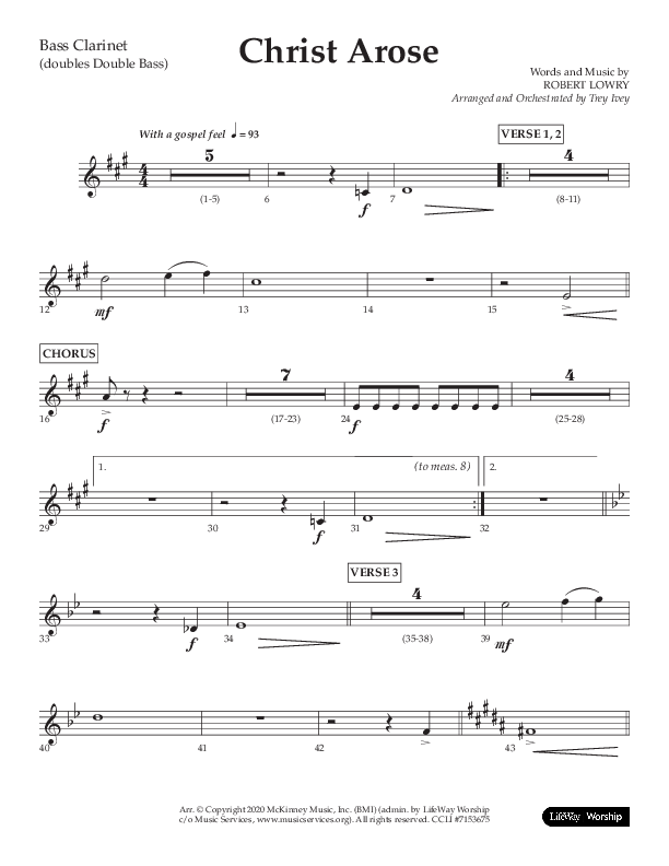 Christ Arose (Choral Anthem SATB) Bass Clarinet (Lifeway Choral / Arr. Trey Ivey)