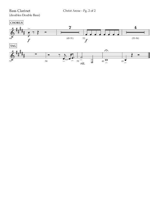 Christ Arose (Choral Anthem SATB) Bass Clarinet (Lifeway Choral / Arr. Trey Ivey)