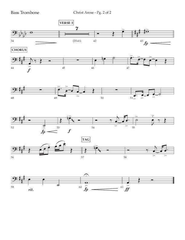 Christ Arose (Choral Anthem SATB) Bass Trombone (Lifeway Choral / Arr. Trey Ivey)