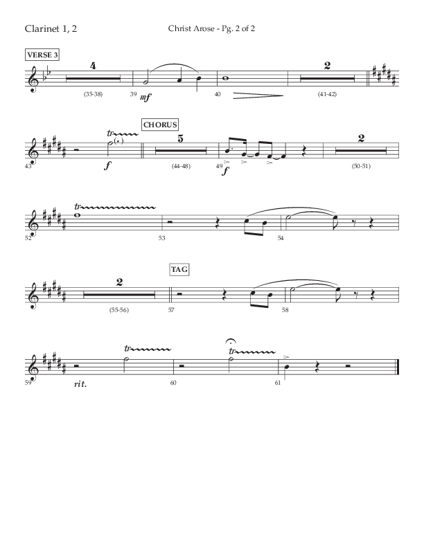 Christ Arose (Choral Anthem SATB) Clarinet 1/2 (Lifeway Choral / Arr. Trey Ivey)