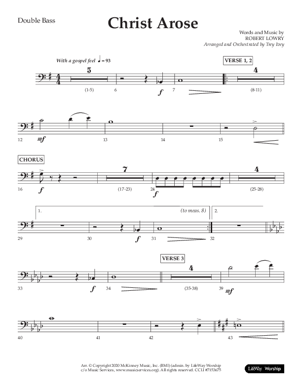 Christ Arose (Choral Anthem SATB) Double Bass (Lifeway Choral / Arr. Trey Ivey)