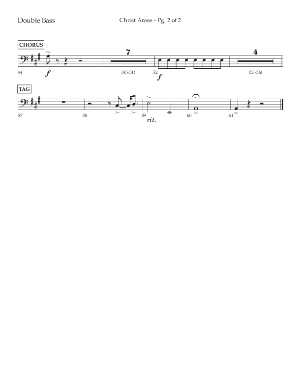 Christ Arose (Choral Anthem SATB) Double Bass (Lifeway Choral / Arr. Trey Ivey)