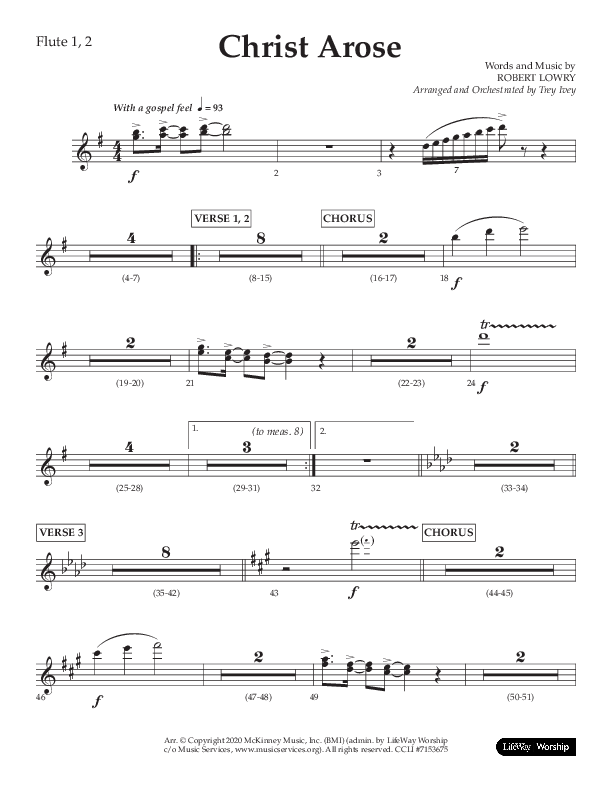 Christ Arose (Choral Anthem SATB) Flute 1/2 (Lifeway Choral / Arr. Trey Ivey)