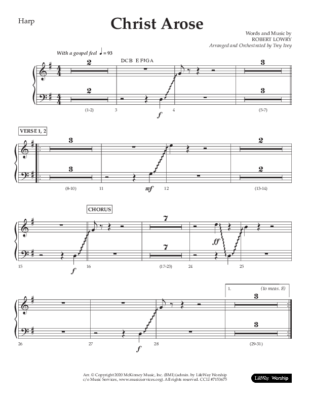 Christ Arose (Choral Anthem SATB) Harp (Lifeway Choral / Arr. Trey Ivey)