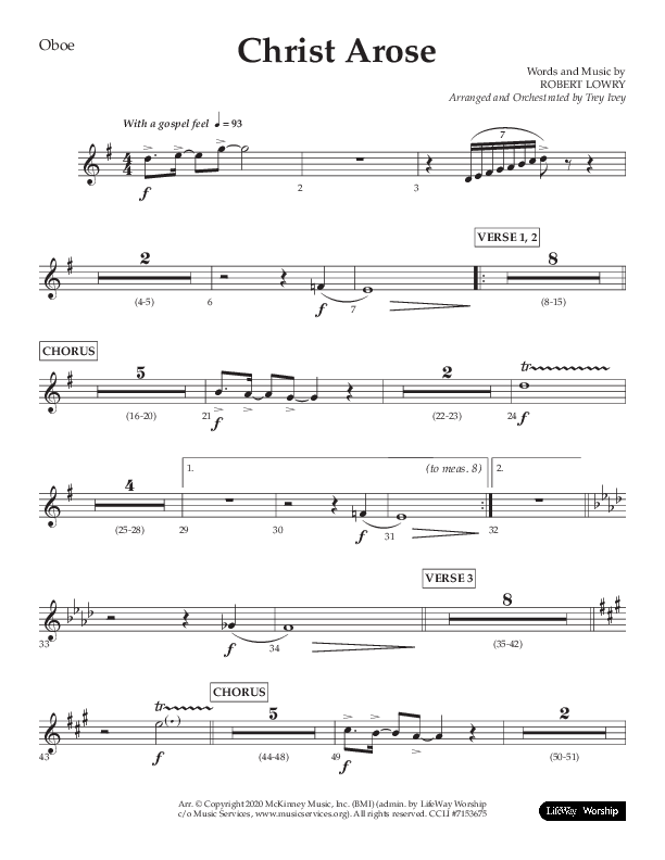 Christ Arose (Choral Anthem SATB) Oboe (Lifeway Choral / Arr. Trey Ivey)