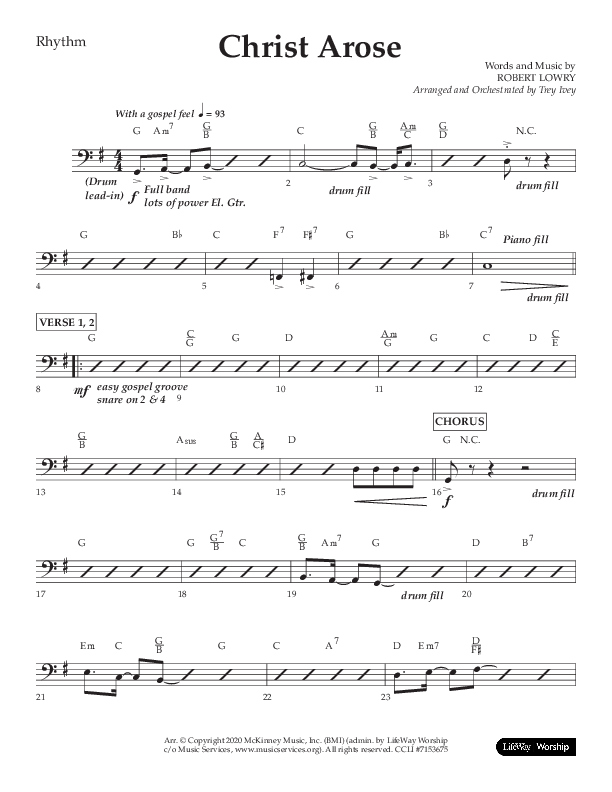 Christ Arose (Choral Anthem SATB) Rhythm Chart (Lifeway Choral / Arr. Trey Ivey)
