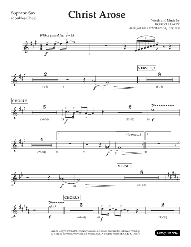 Christ Arose (Choral Anthem SATB) Soprano Sax (Lifeway Choral / Arr. Trey Ivey)