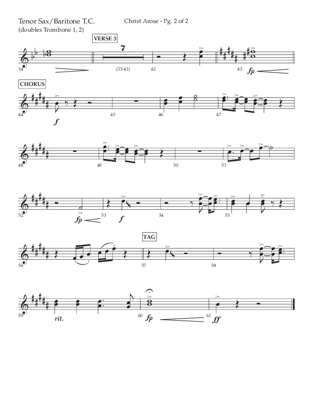 Christ Arose (Choral Anthem SATB) Tenor Sax/Baritone T.C. (Lifeway Choral / Arr. Trey Ivey)