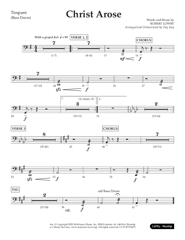 Christ Arose (Choral Anthem SATB) Timpani (Lifeway Choral / Arr. Trey Ivey)