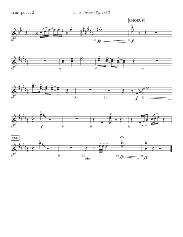 Christ Arose (Choral Anthem SATB) Trumpet 1,2 (Lifeway Choral / Arr. Trey Ivey)