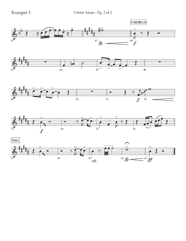Christ Arose (Choral Anthem SATB) Trumpet 3 (Lifeway Choral / Arr. Trey Ivey)