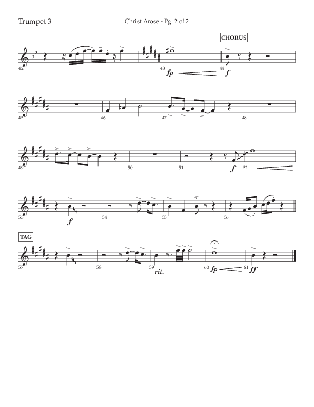 Christ Arose (Choral Anthem SATB) Trumpet 3 (Lifeway Choral / Arr. Trey Ivey)