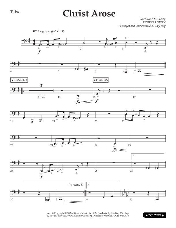 Christ Arose (Choral Anthem SATB) Tuba (Lifeway Choral / Arr. Trey Ivey)