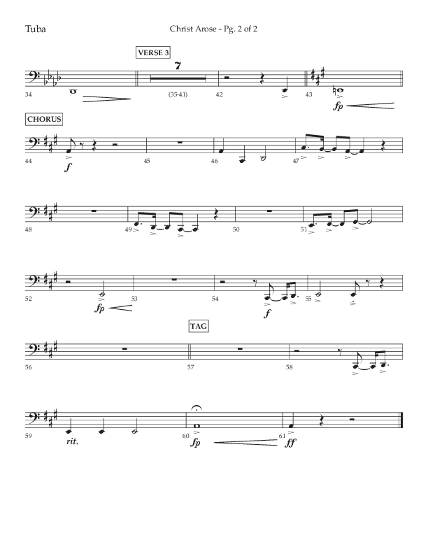 Christ Arose (Choral Anthem SATB) Tuba (Lifeway Choral / Arr. Trey Ivey)
