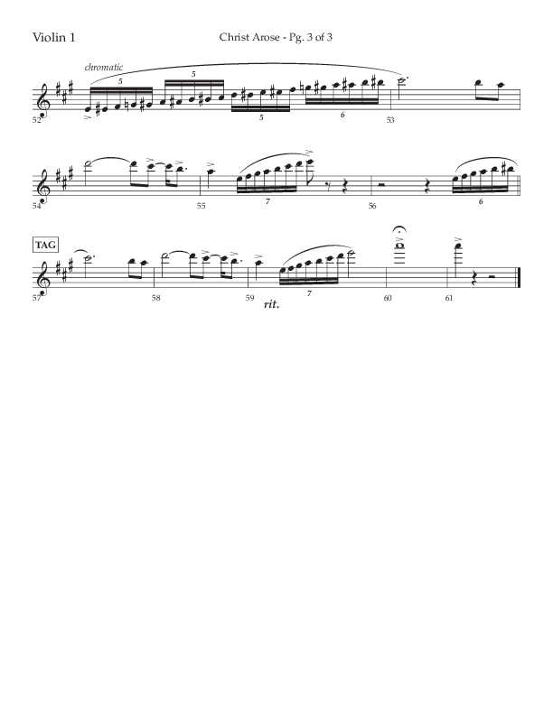 Christ Arose (Choral Anthem SATB) Violin 1 (Lifeway Choral / Arr. Trey Ivey)