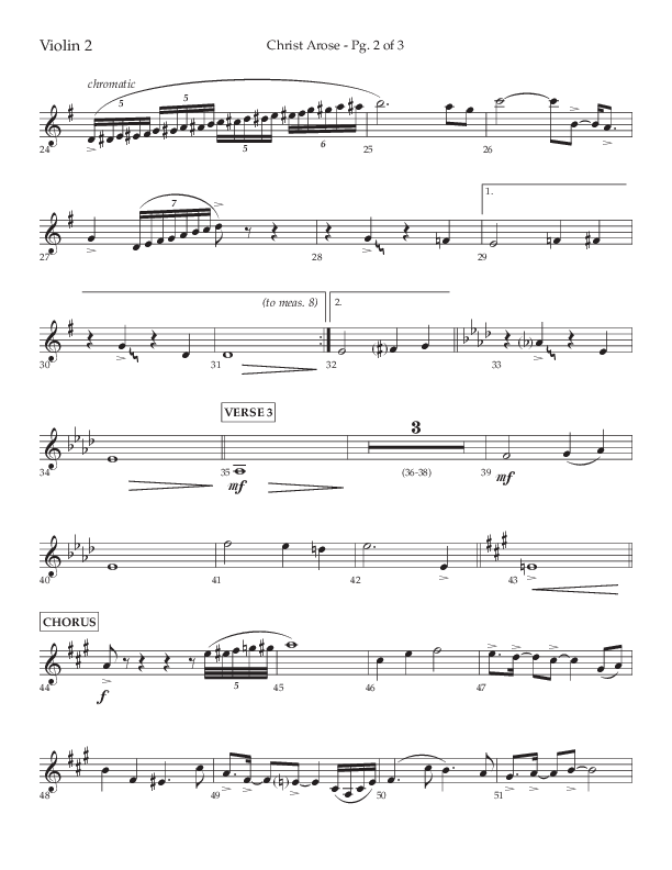 Christ Arose (Choral Anthem SATB) Violin 2 (Lifeway Choral / Arr. Trey Ivey)