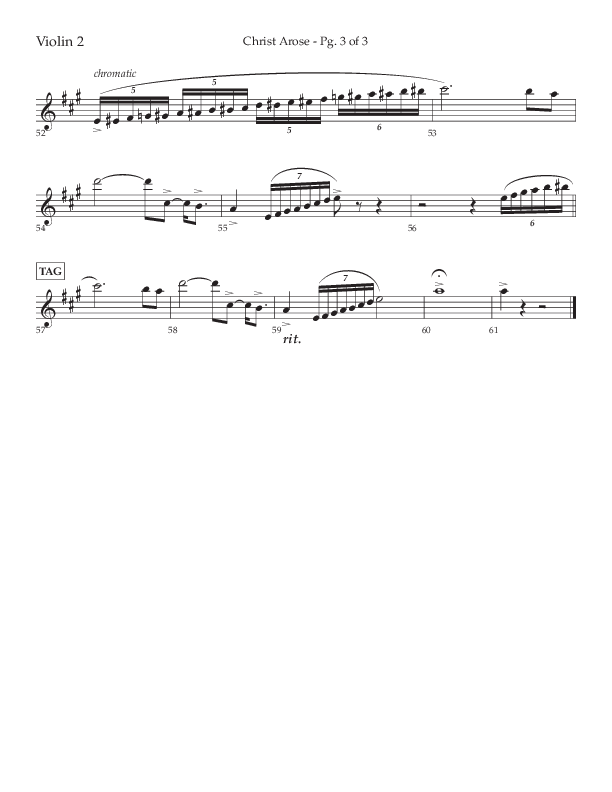 Christ Arose (Choral Anthem SATB) Violin 2 (Lifeway Choral / Arr. Trey Ivey)