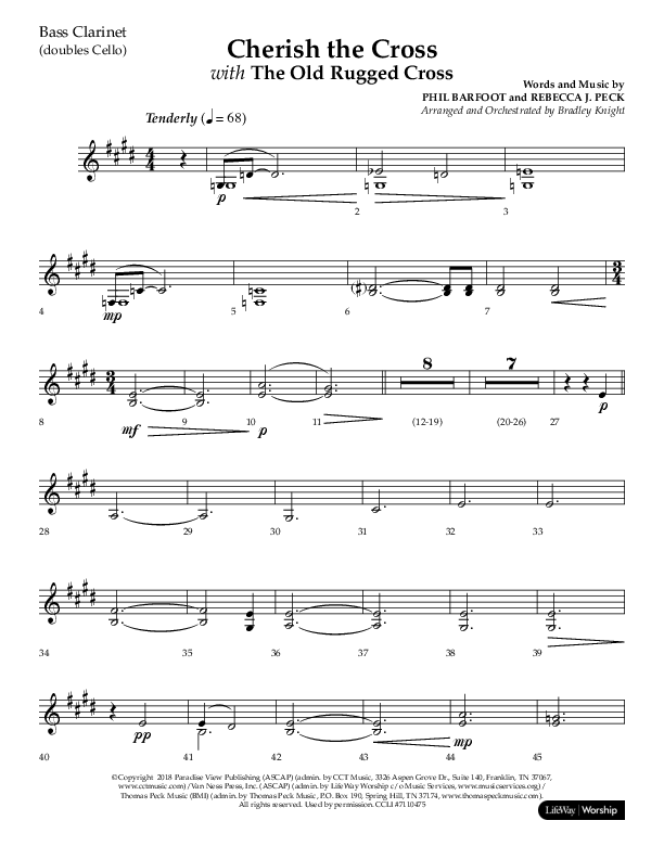 Cherish The Cross with The Old Rugged Cross (Choral Anthem SATB) Bass Clarinet (Lifeway Choral / Arr. Bradley Knight)