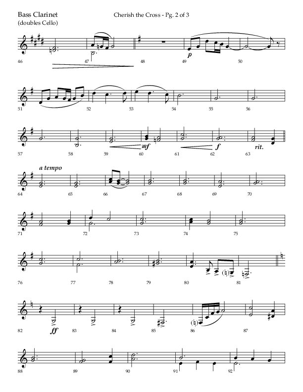 Cherish The Cross with The Old Rugged Cross (Choral Anthem SATB) Bass Clarinet (Lifeway Choral / Arr. Bradley Knight)