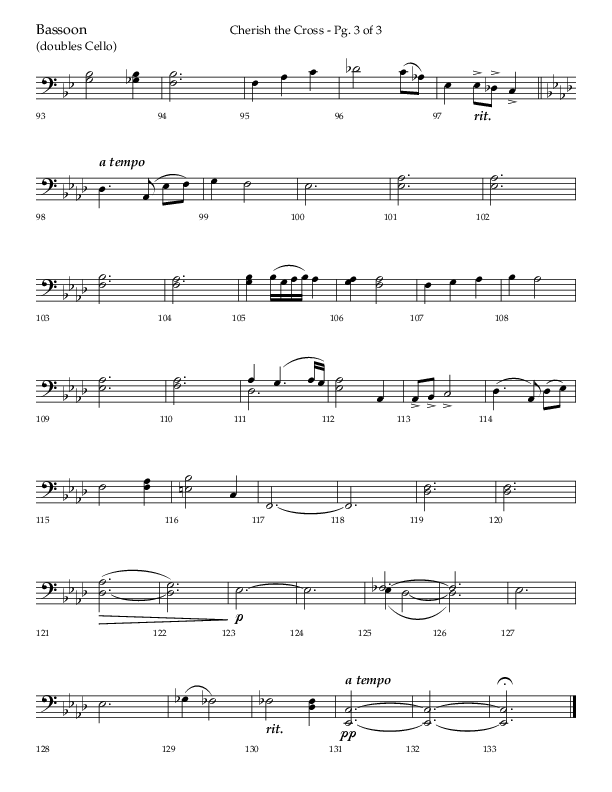 Cherish The Cross with The Old Rugged Cross (Choral Anthem SATB) Bassoon (Lifeway Choral / Arr. Bradley Knight)