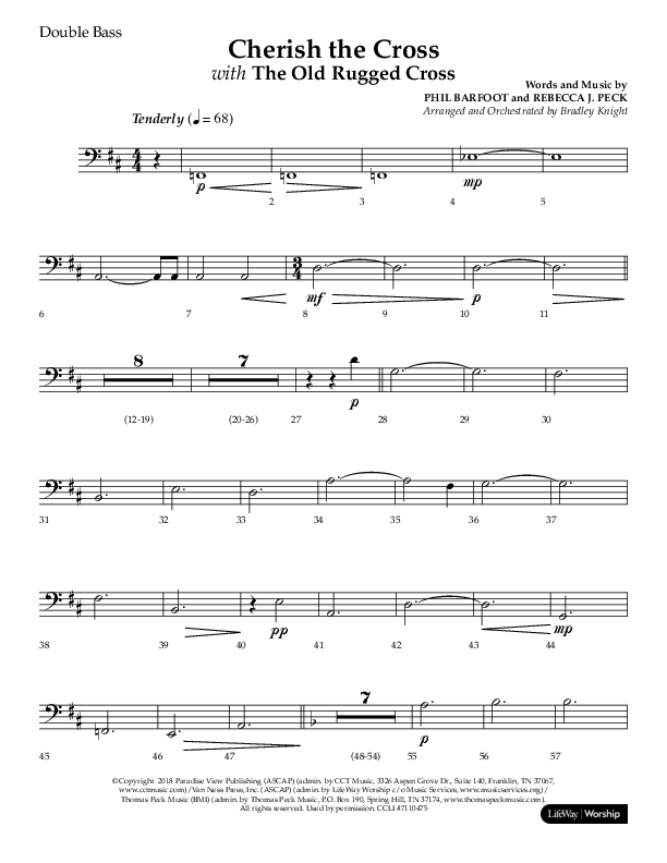 Cherish The Cross with The Old Rugged Cross (Choral Anthem SATB) Double Bass (Lifeway Choral / Arr. Bradley Knight)