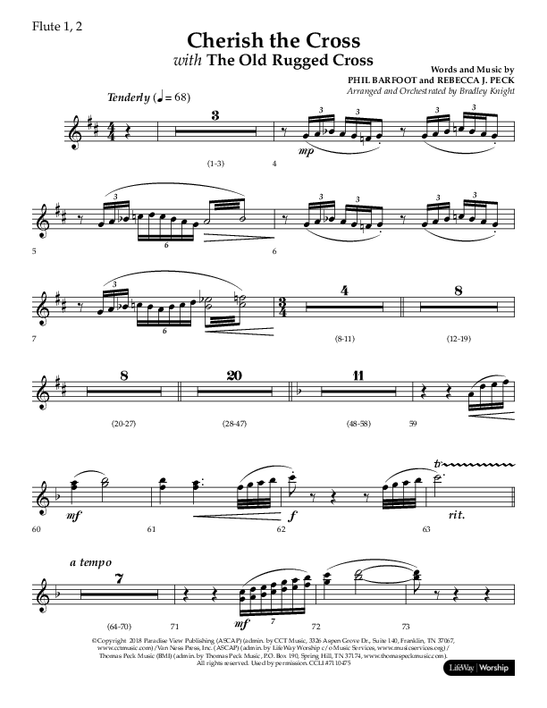 Cherish The Cross with The Old Rugged Cross (Choral Anthem SATB) Flute 1/2 (Lifeway Choral / Arr. Bradley Knight)