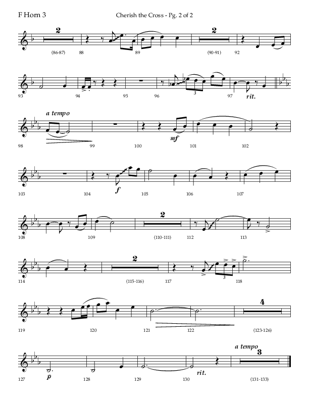 Cherish The Cross with The Old Rugged Cross (Choral Anthem SATB) French Horn 3 (Lifeway Choral / Arr. Bradley Knight)