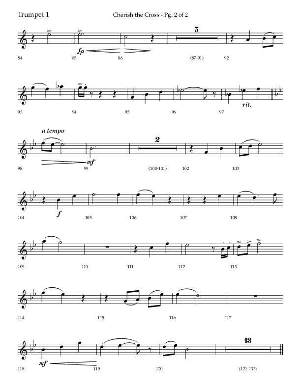 Cherish The Cross with The Old Rugged Cross (Choral Anthem SATB) Trumpet 1 (Lifeway Choral / Arr. Bradley Knight)