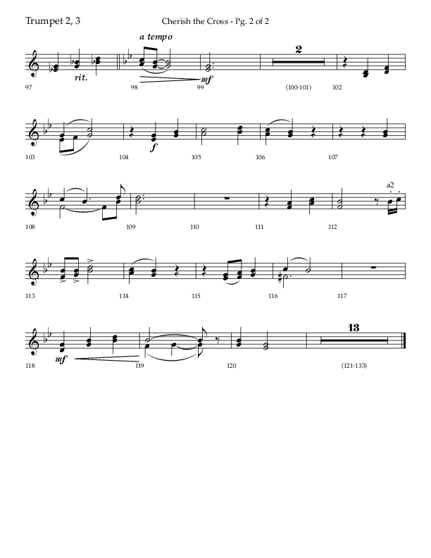 Cherish The Cross with The Old Rugged Cross (Choral Anthem SATB) Trumpet 2/3 (Lifeway Choral / Arr. Bradley Knight)