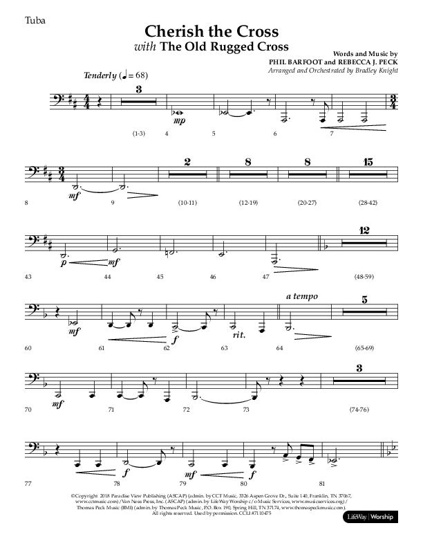 Cherish The Cross with The Old Rugged Cross (Choral Anthem SATB) Tuba (Lifeway Choral / Arr. Bradley Knight)