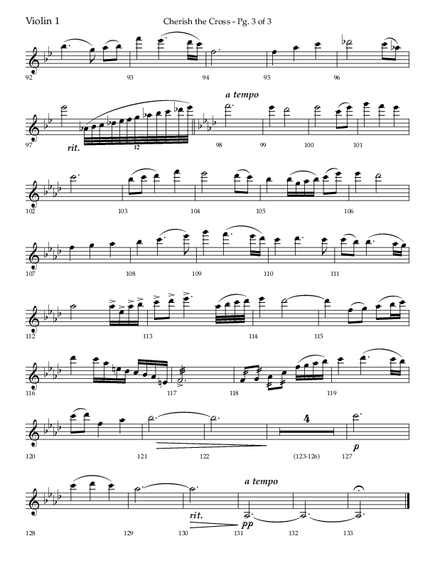 Cherish The Cross with The Old Rugged Cross (Choral Anthem SATB) Violin 1 (Lifeway Choral / Arr. Bradley Knight)