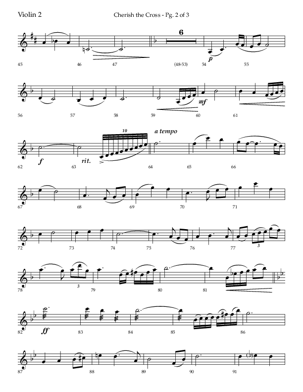 Cherish The Cross with The Old Rugged Cross (Choral Anthem SATB) Violin 2 (Lifeway Choral / Arr. Bradley Knight)