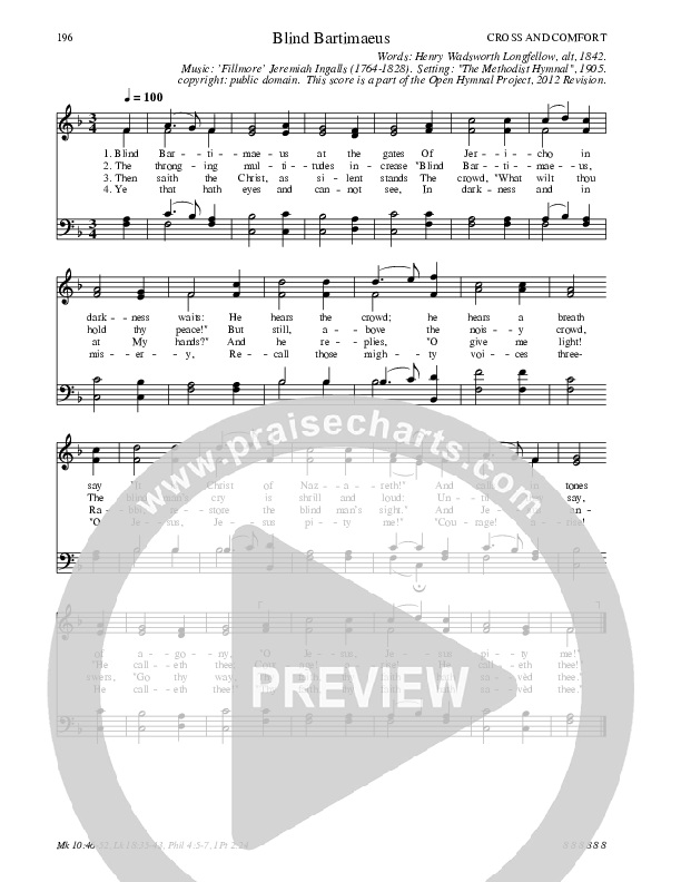Blind Bartimaeus Hymn Sheet (SATB) (Traditional Hymn)