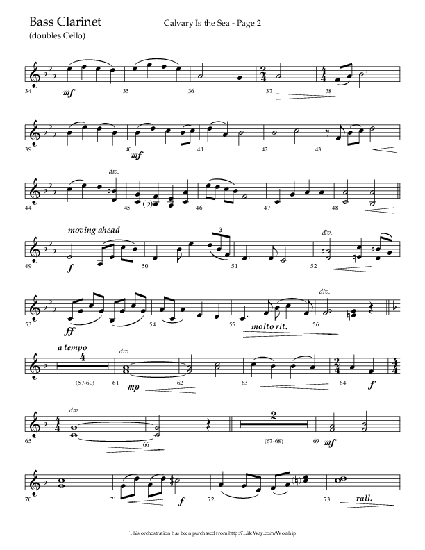 Calvary Is The Sea (Choral Anthem SATB) Bass Clarinet (Lifeway Choral / Arr. David Hamilton)