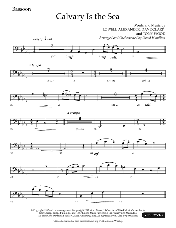 Calvary Is The Sea (Choral Anthem SATB) Bassoon (Lifeway Choral / Arr. David Hamilton)