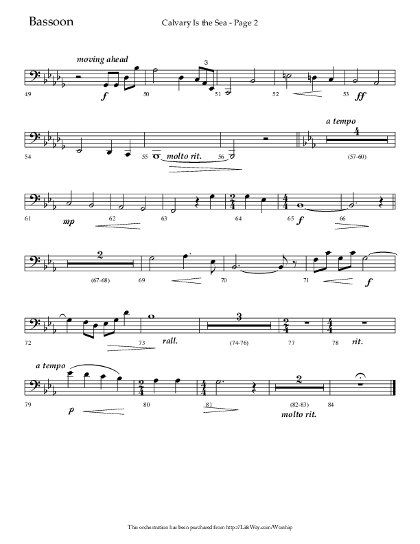 Calvary Is The Sea (Choral Anthem SATB) Bassoon (Lifeway Choral / Arr. David Hamilton)