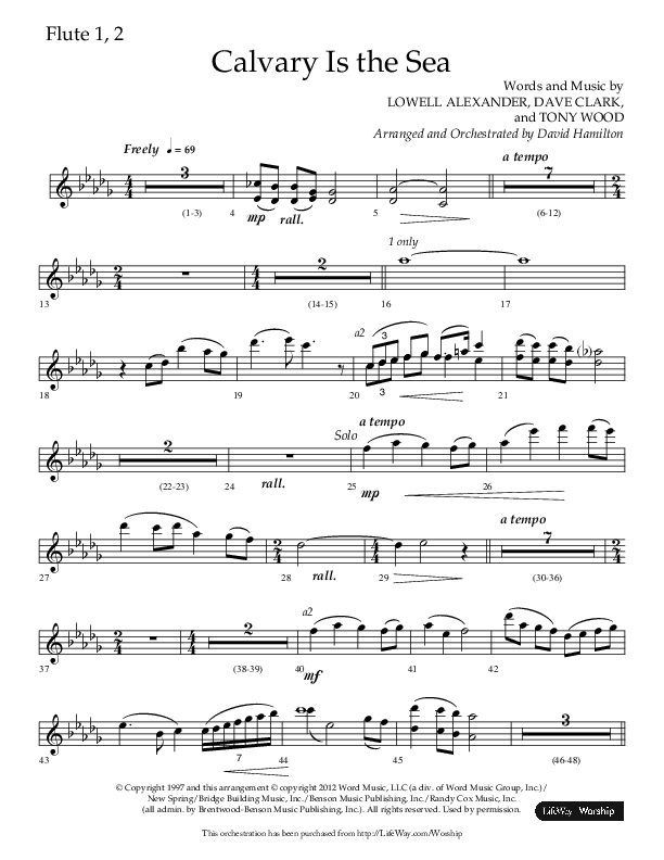 Calvary Is The Sea (Choral Anthem SATB) Flute 1/2 (Lifeway Choral / Arr. David Hamilton)