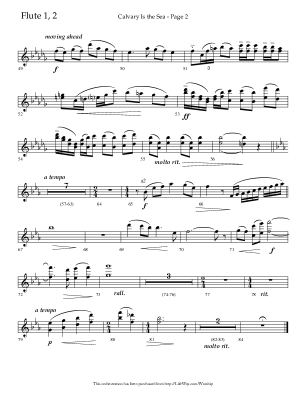 Calvary Is The Sea (Choral Anthem SATB) Flute 1/2 (Lifeway Choral / Arr. David Hamilton)