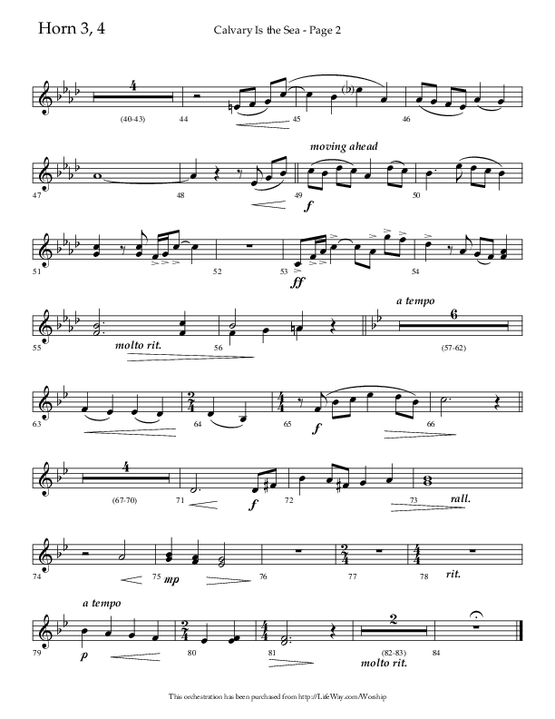 Calvary Is The Sea (Choral Anthem SATB) French Horn 3 (Lifeway Choral / Arr. David Hamilton)