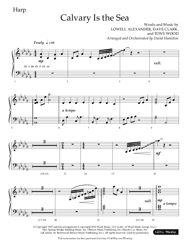 Calvary Is The Sea (Choral Anthem SATB) Harp (Lifeway Choral / Arr. David Hamilton)